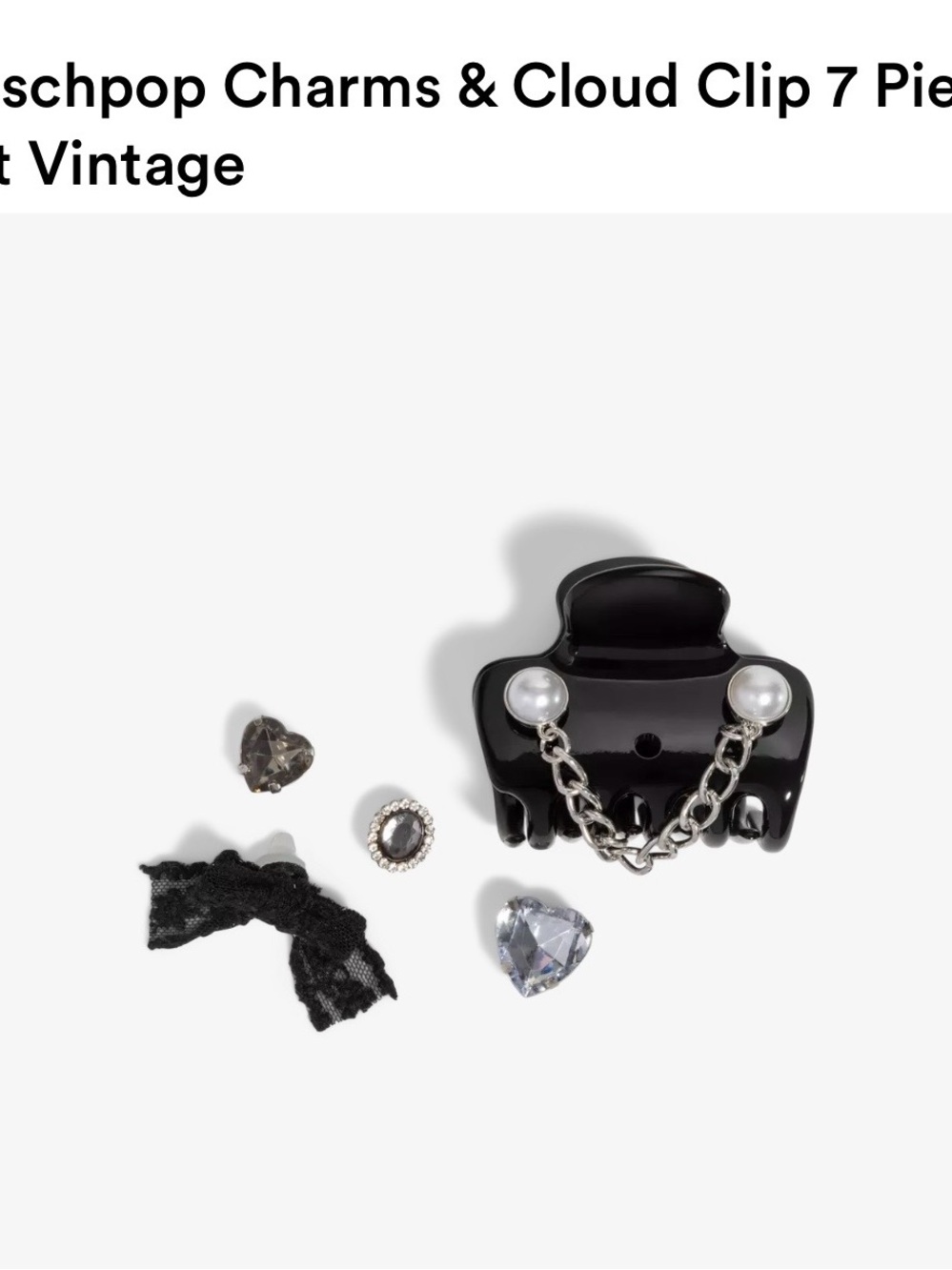 Kitsch Black Cloud Hair Clip Set with Pearl Chain and Charms